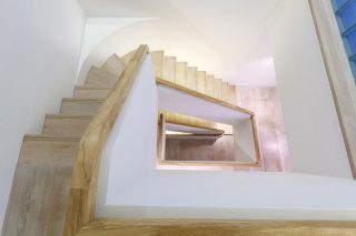 Three-flight oak staircase