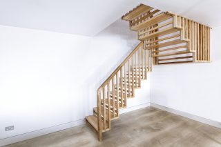 Suspended olive ash staircase