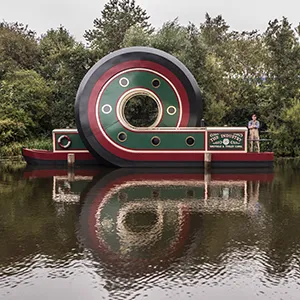 Alex Chinneck Looping canal boat celebrates industrial heritage